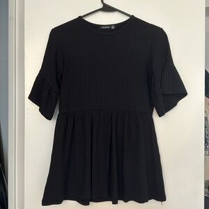 Boohoo Elegant Black Ribbed Top
